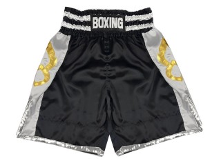 Personalized Black Boxing Shorts, Boxing Trunks : KNBSH-029-Black